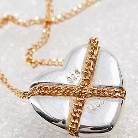 18K Tiffany & Co. Yellow Gold Sterling Silver Hear - Picture 3 of 5